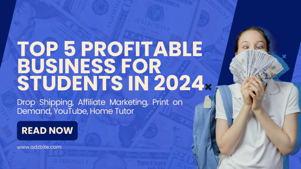 Top 5 profitable businesses for students in 2014' - tutoring, graphic design, social media management, event planning, online reselling